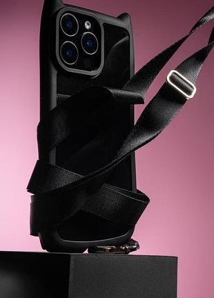 Чехол tpu getman cat with straps для apple iphone 15 (6.1") black