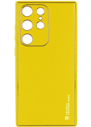 Кожаный чехол xshield для samsung galaxy s24 ultra желтый / yellow