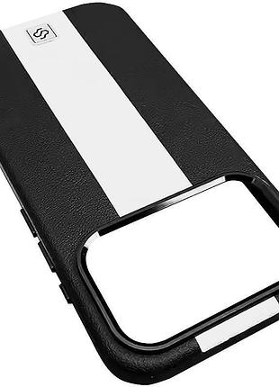 Шкіряний чохол rally with magsafe для apple iphone 17 pro max (6.9") black / white