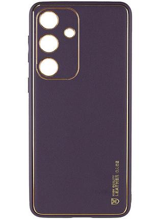 Шкіряний чохол xshield для samsung galaxy s24+ фіолетовий / dark purple