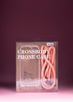 Чехол tpu transparent with straps для apple iphone 13 pro max (6.7") light pink