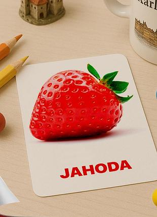 Карточки домана ‘‘ягоды’’ – развивающие карточки для детей, на чешском языке, в наборе 16 карточек