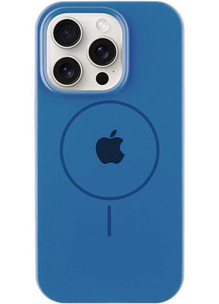 Чехол silicone case full protective (aa) with magsafe для apple iphone 16 pro (6.3") синий / denim blue