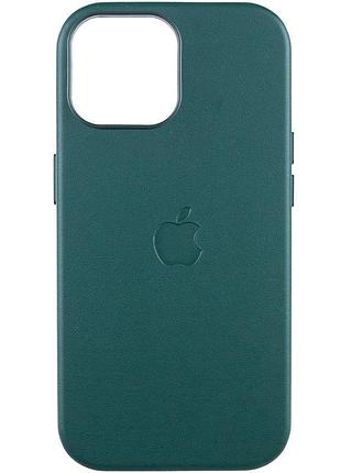 Кожаный чехол leather case (aaa) with magsafe and animation для apple iphone 14 (6.1") forest green