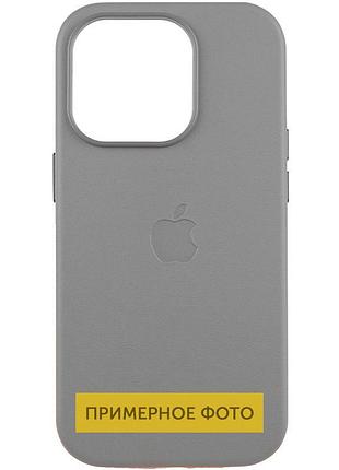Кожаный чехол leather case (aaa) with magsafe для apple iphone 16e (6.1") light gray