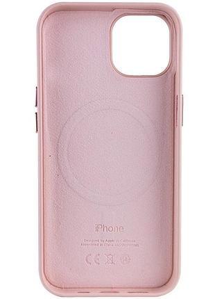 Кожаный чехол leather case (aa plus) with magsafe для apple iphone 14 (6.1") sand pink 3