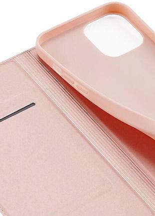 Чехол-книжка dux ducis с карманом для визиток для apple iphone 13 pro max (6.7") rose gold