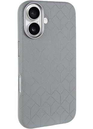 Кожаный чехол carved with magsafe для apple iphone 16 (6.1") grey