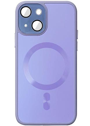 Чехол tpu+glass sapphire midnight with magsafe для apple iphone 15 plus (6.7") сиреневый / dasheen