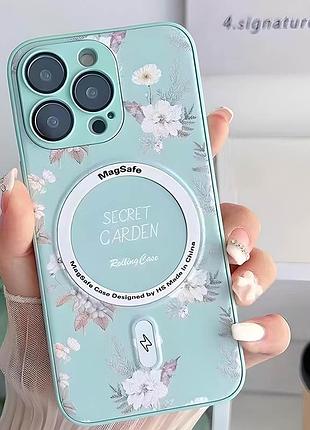 Tpu+pc чохол secret garden with magsafe для apple iphone 14 pro (6.1") mint