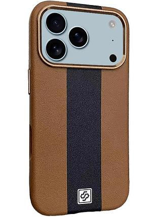 Кожаный чехол rally with magsafe для apple iphone 17 pro (6.3") brown / black