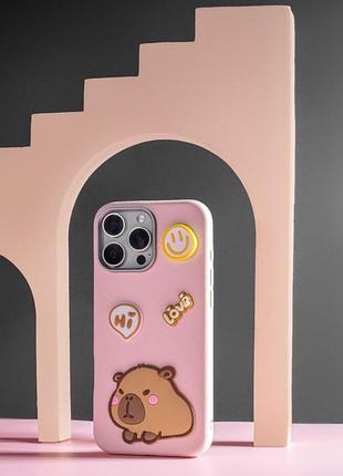 Чехол tpu leather toys для apple iphone 14 pro (6.1") capybara / pink