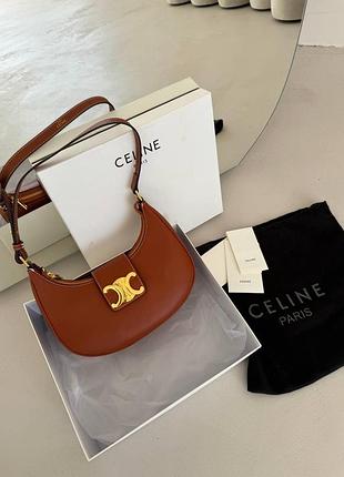 Celine ava triomphe soft bag in smooth calfskin braunpremium [оригинальная брендированная коробка]