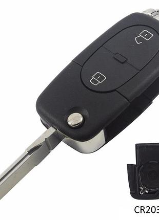 Корпус выкидного ключа audi 2 кнопки старый тип под 1 батарейку cr2032