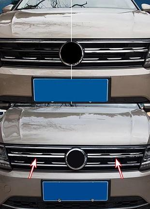 Накладки на решетку хром vw volkswagen tiguan 2016-2020 европа