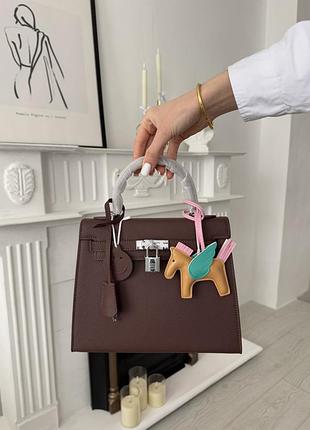Hermes kelly 25 chocolate silver 4