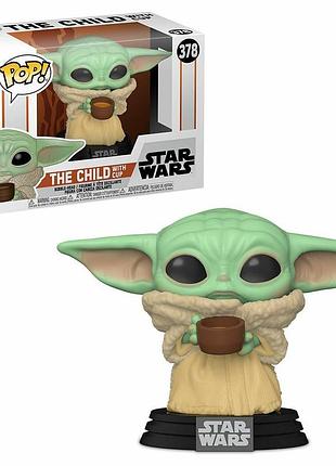 Фигурка funko pop фанко поп звездные войны star wars серии "мандалорец" - малюк ґроґу з чашкою the child with cup