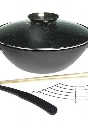 Казан чугунный для плова kamille wok 3.6л сковорода wok с антипригарным покрытием