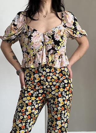 Жіноча блуза топ квітковий принт topshop м