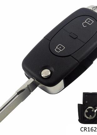 Корпус выкидного ключа audi 2 кнопки старый тип под 2 батарейки cr1620