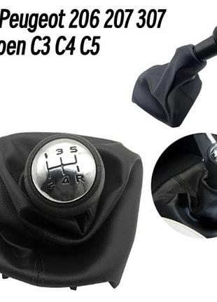 Ручка кпп с чехлом для peugeot 206 207 307 citroen c3 c4 c5