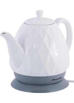 Электрический керамический чайник 1,5л 1200w kamille vizo прочный электрический чайник из керамики