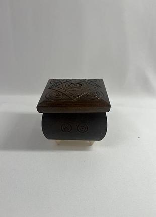Мини резная деревянная шкатулка для украшений ручная работа 8×8×8 см