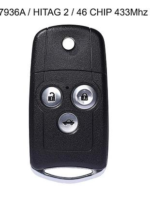Ключ 3 кнопки honda accord civic city jazz crv hrv 433mhz чіп id46 pcf7936