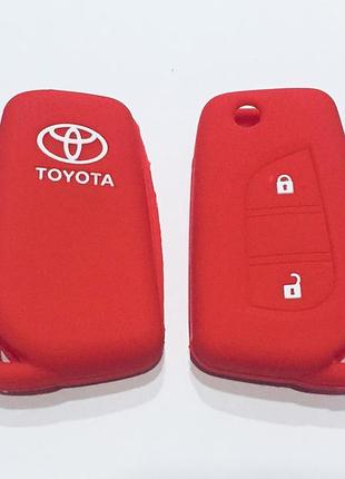 Силиконовый чехол на выкидной ключ toyota 2 кнопки красный