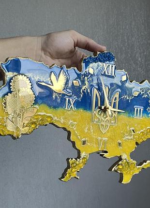 Часы настенные из эпоксидной смолы "карта украины" 140х90 см