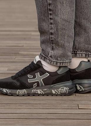 Premiata black grey suede