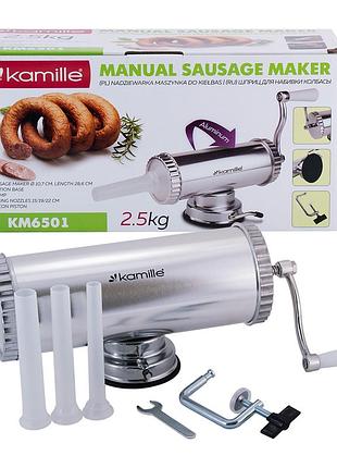 Шприц колбасный профессиональный kamille 2,5 кг, колбасные шприцы ручные наполнители для набивки колбас