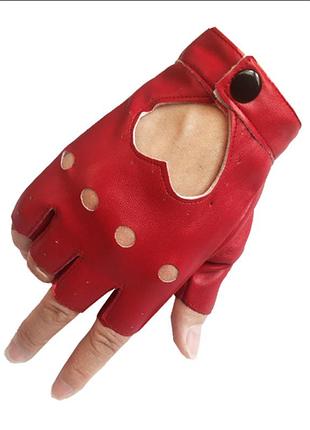 Рукавички безпалі шкіряні gloves унісекс м червоний 04528