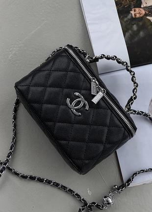 Сумка chanel classic lambskin в сріблі чорний