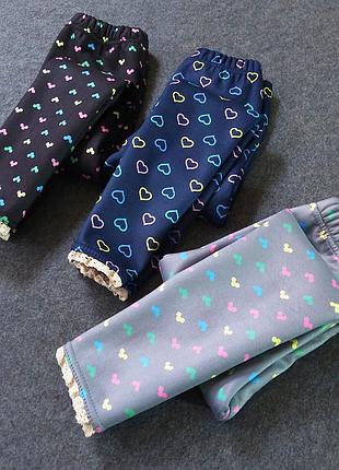 Теплые детские лосины на флисе. теплые лосины для девочки 130, мікі маус, синий