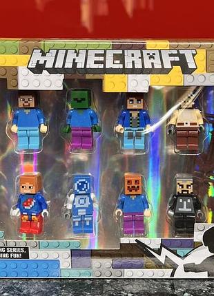 Набір 12 фігурок minecraft + зброя
