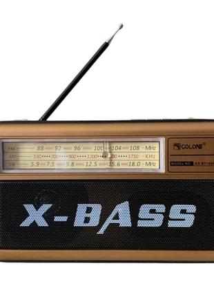 Радиоприёмник портативный golon rx-168 с аккумулятором bluetooth, usb, sd и солнечной панелью коричневый