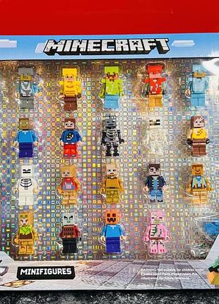 Набір 24 фігурок minecraft + зброя