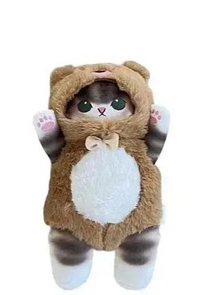 М'яка іграшка котик аніме 25 см, іграшка плюшевий котик в одязі ведмедика anime cat mofusand