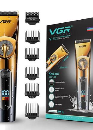Акумуляторна машинка для стрижки волосся vgr v 663 тример для бороди зі змінними насадками