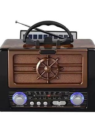 Радиоприемник портативный golon rx 8080 радио на аккумуляторе с солнечной панелью brown