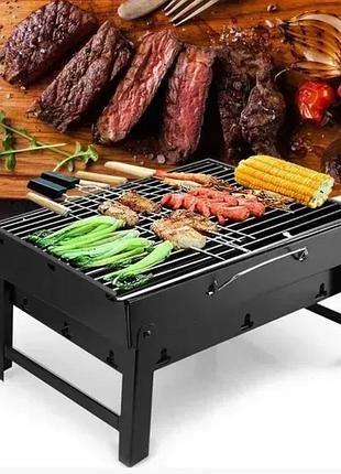 Складной компактный портативный барбекю мангал для пикника gp 4275, 35x27x20 см с сеткой для гриля