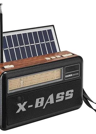 Радиоприёмник портативный golon rx-168 с аккумулятором bluetooth, usb, sd и солнечной панелью черный