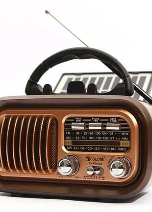 Радиоприёмник портативный golon rx-bt628s с аккумулятором bluetooth, usb, sd и солнечной панелью