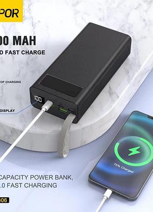 Внешний переносной аккумулятор power bank aspor a306 зарядное повербанк 30000mah