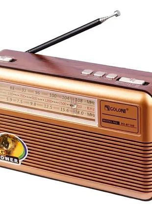 Радиоприёмник портативный golon rx-169 с аккумулятором bluetooth, usb, sd коричневый