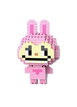 Набор пластиковый 3d конструктор для детей bricks лабубу мини блоки 245 деталей розовый 8см 3