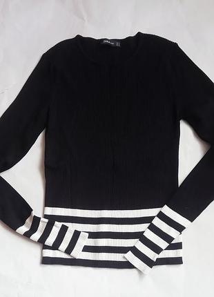 Лонгслив zara в рубчик облегающий / базовый топ xs-s