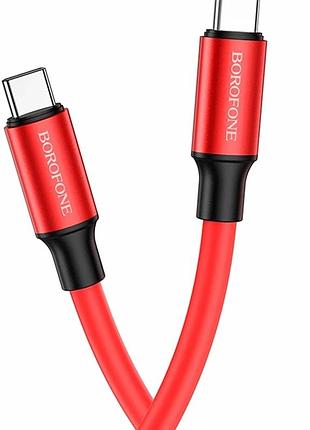 Кабель usb type-c to type-c 60 вт 1 м червоний з алюмінієвого сплаву для заряджання та передавання даних borofone bx82