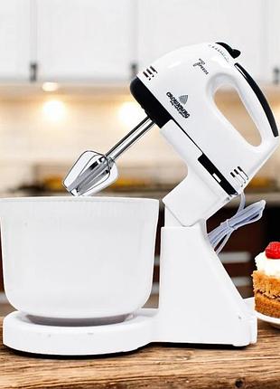 Кухонный миксер с пластиковой чашкой crownberg cb-7320 белый